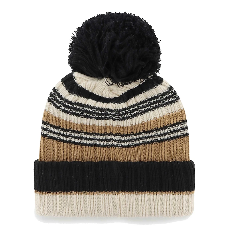Bonnet en tricot à revers Barista '47 Natural Carolina Panthers pour femmes avec pompon