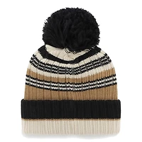 Bonnet en tricot à revers Barista '47 Natural Carolina Panthers pour femmes avec pompon