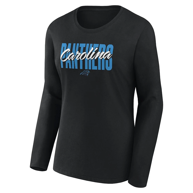 T-shirt à manches longues Grip noir pour femme des Carolina Panthers