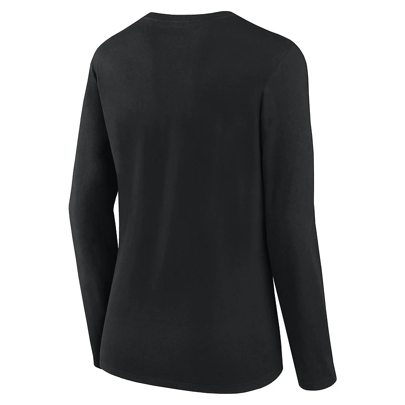 T-shirt à manches longues Grip noir pour femme des Carolina Panthers