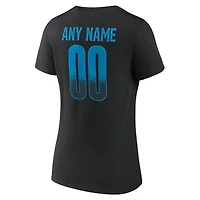 T-shirt à col en V personnalisé avec nom et numéro, modèle « Home Field Pop » pour femme, noir, des Panthers de la Caroline.