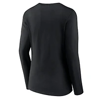 T-shirt à manches longues et col en V pour femme, motif Hometown Sweep des Carolina Panthers, noir