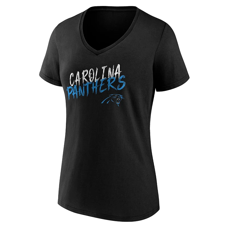 Women's Black Carolina Panthers Hustle V-Neck T-Shirt