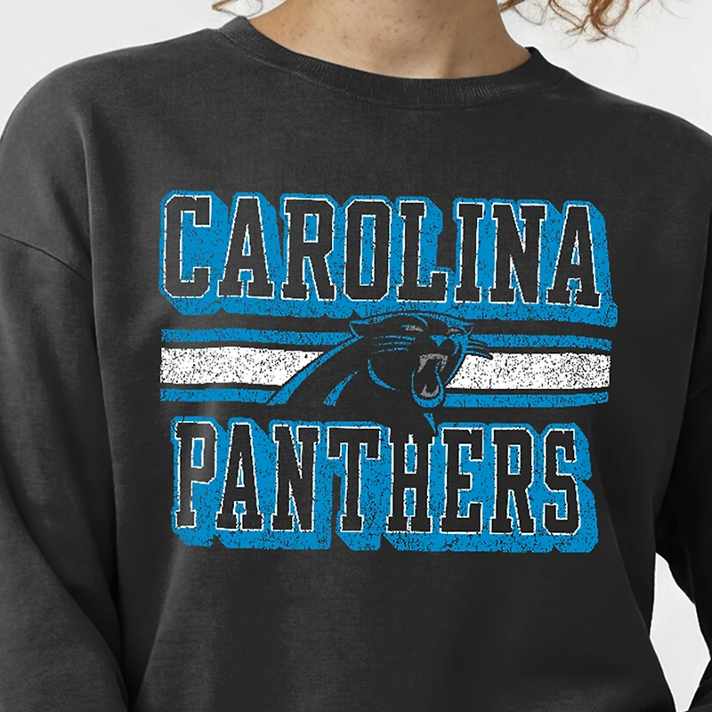 Women's Champion Black Carolina Panthers Powerblend Fleece Sweatshirt
