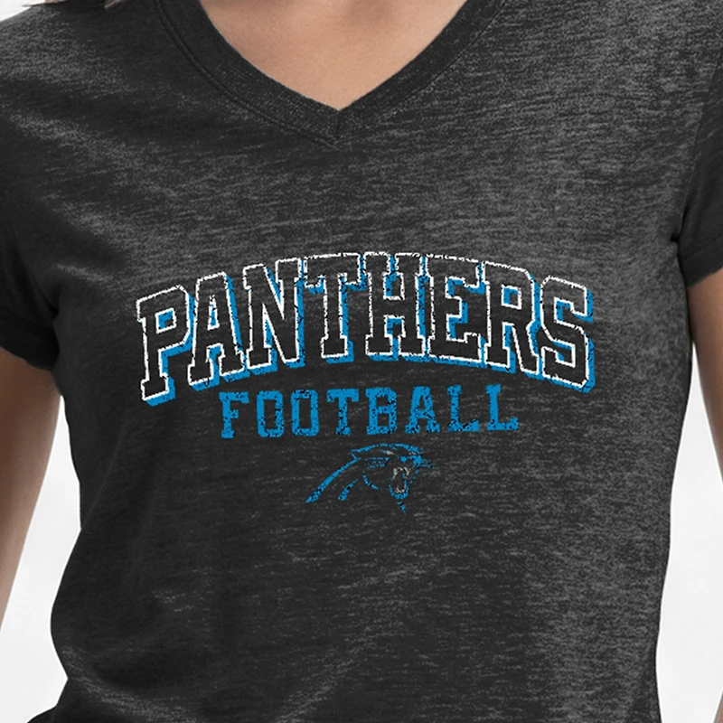 Women's Champion Black Carolina Panthers Triumph Tri-Blend V-Neck T-Shirt