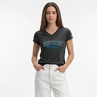T-shirt à col en V noir Champion Carolina Panthers Triumph Tri-Blend pour femmes