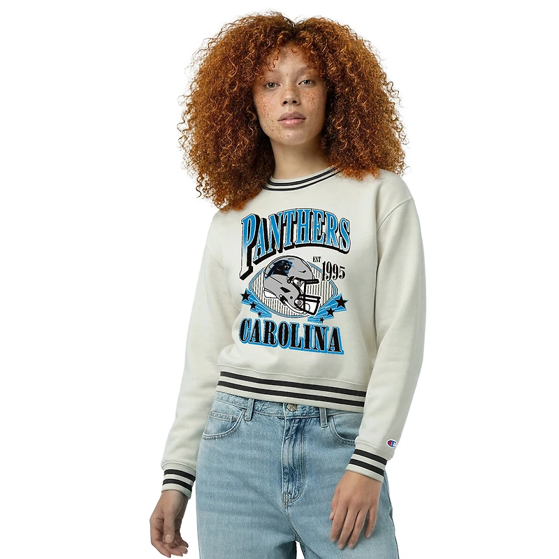Sweat-shirt en polaire à tissage inversé crème Champion pour femme, Carolina Panthers