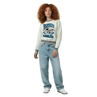Sweat-shirt en polaire à tissage inversé crème Champion pour femme, Carolina Panthers