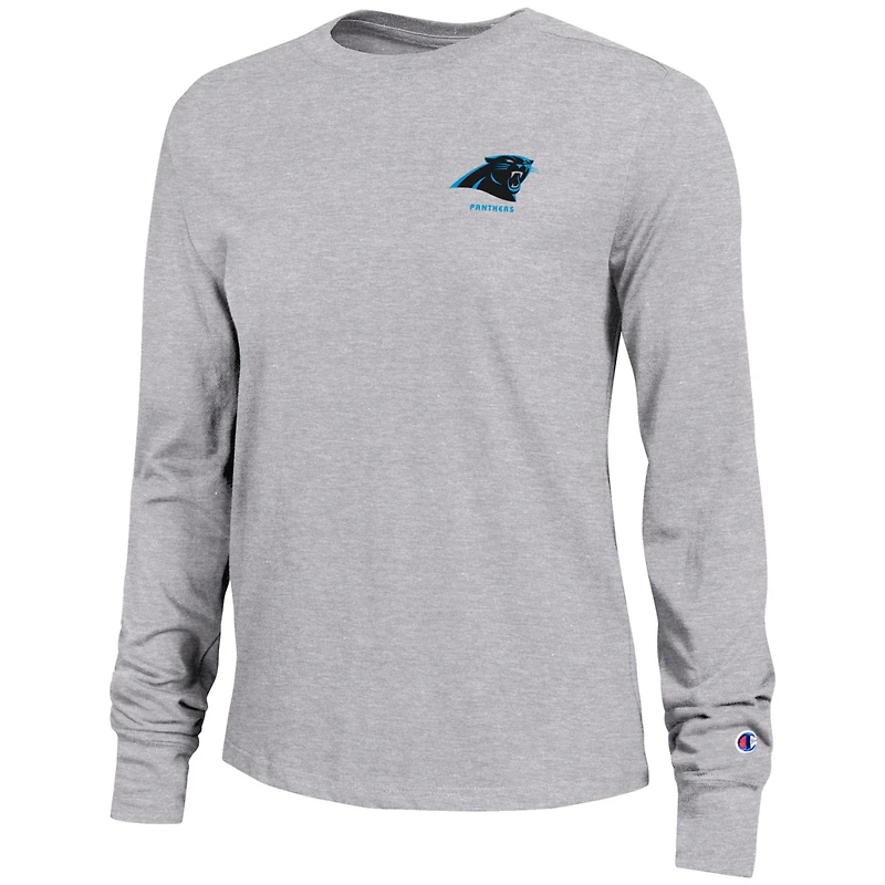 T-shirt à manches longues gris Champion pour femme des Carolina Panthers