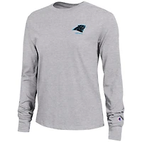 T-shirt à manches longues gris Champion pour femme des Carolina Panthers