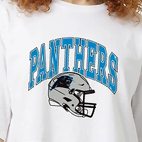 Women's Champion  White Carolina Panthers Boyfriend Cropped T-Shirt