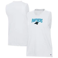 Women's Champion  White Carolina Panthers Muscle Tank Top