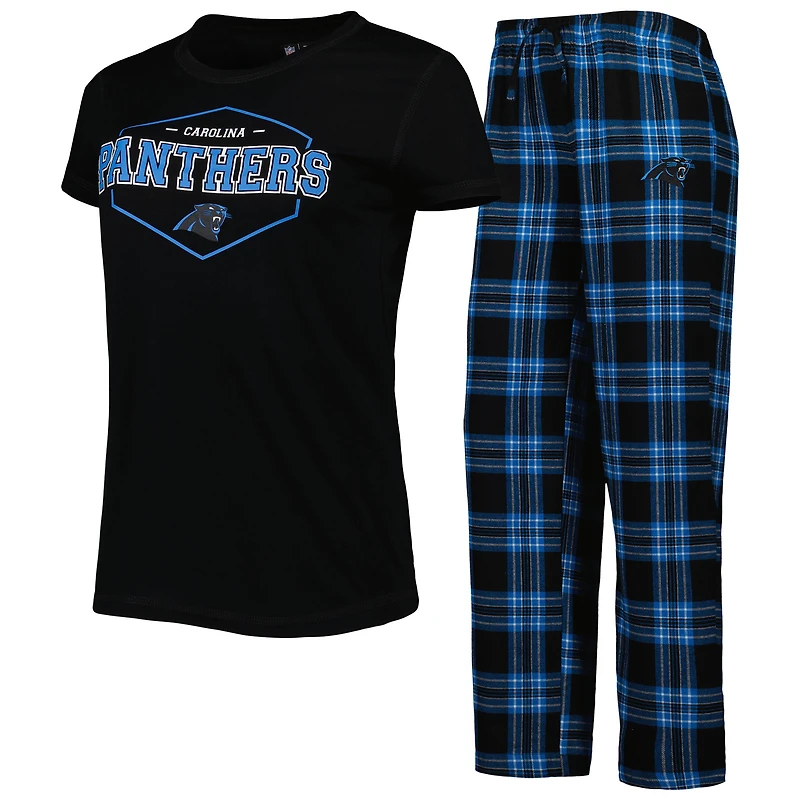 Concepts Sport T-shirt et pantalon avec écusson des Panthers de la Caroline Noir/Bleu pour femme
