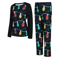 Ensemble haut à manches longues et pantalon en tricot raglan Garland des Carolina Panthers pour femme Concepts Sport Black