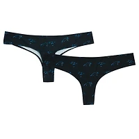 Women's Concepts Sport Black Carolina Panthers Record Allover Print Knit Thong