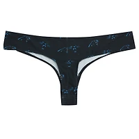 Women's Concepts Sport Black Carolina Panthers Record Allover Print Knit Thong