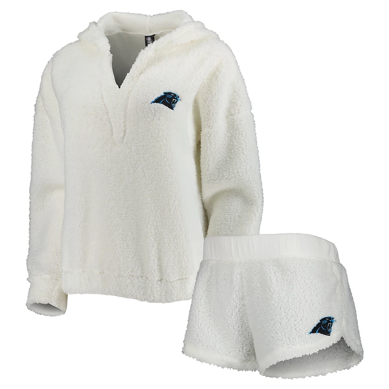 Ensemble haut et short Fluffy Hoodie Carolina Panthers Concepts Sport pour femmes