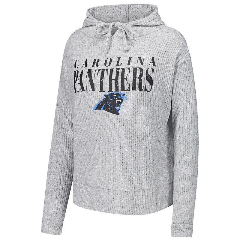 Women's Concepts Sport Gray Carolina Panthers Juniper Long Sleeve Hoodie T-Shirt & Shorts Set