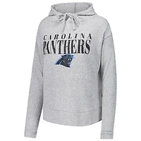Women's Concepts Sport Gray Carolina Panthers Juniper Long Sleeve Hoodie T-Shirt & Shorts Set