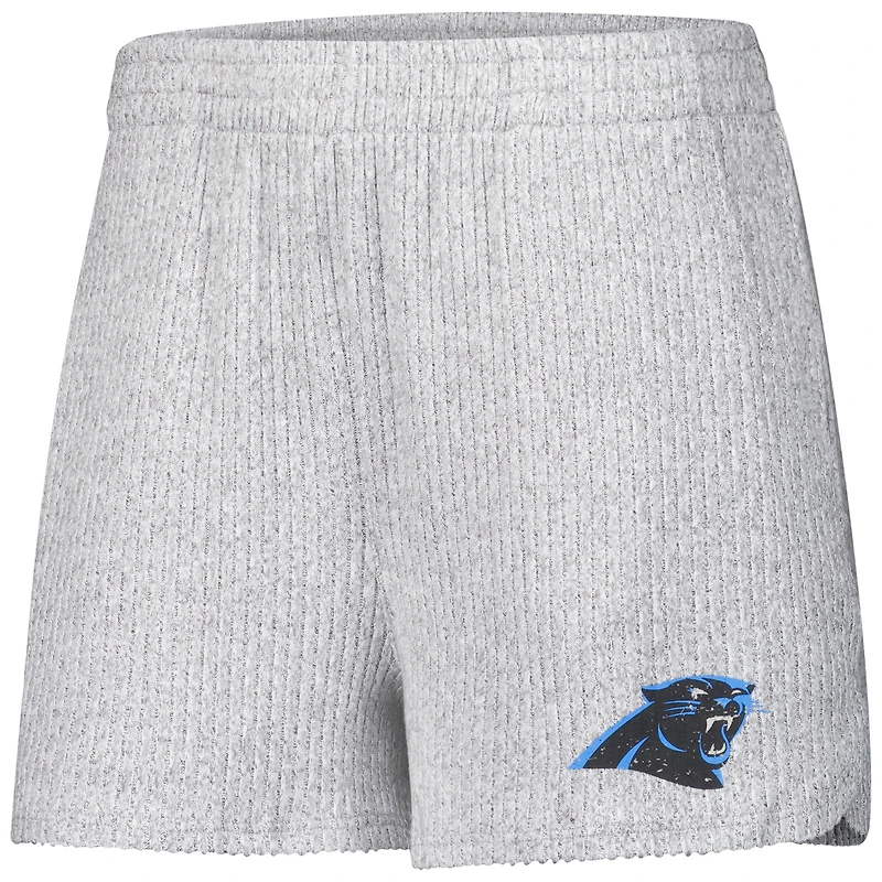Women's Concepts Sport Gray Carolina Panthers Juniper Long Sleeve Hoodie T-Shirt & Shorts Set
