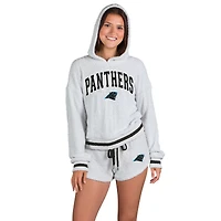 Women's Concepts Sport  Gray Carolina Panthers Whitley Long Sleeve Hoodie Top & Shorts Set