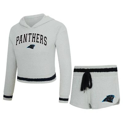 Ensemble sweat à capuche et short manches longues Whitley gris Carolina Panthers pour femme Concepts Sport