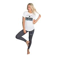 Ensemble haut à manches courtes et leggings Concepts Sport blanc/anthracite Carolina Panthers Sonata pour femme