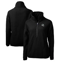 Women's Cutter & Buck  Black Carolina Panthers Helmet Logo Cascade Eco Sherpa Fleece Half-Zip Pullover Jacket