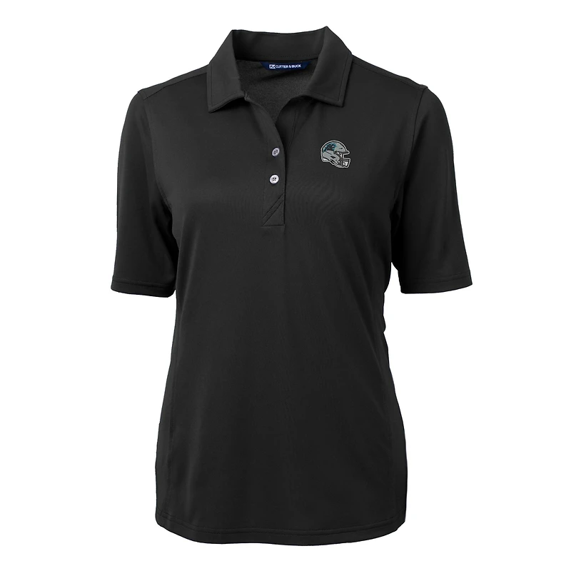 Women's Cutter & Buck  Black Carolina Panthers Helmet Logo DryTec Virtue Eco Pique Recycled Polo