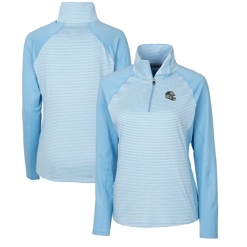 Women's Cutter & Buck Blue Carolina Panthers Helmet Logo DryTec Forge Tonal Stripe Stretch Half-Zip Top