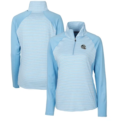 Women's Cutter & Buck  Blue Carolina Panthers Helmet Logo DryTec Forge Tonal Stripe Stretch Half-Zip Top