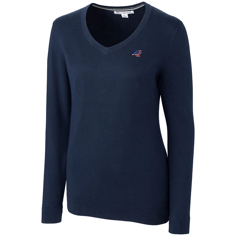 Women's Cutter & Buck Navy Carolina Panthers Lakemont Tri-Blend V-Neck Sweater
