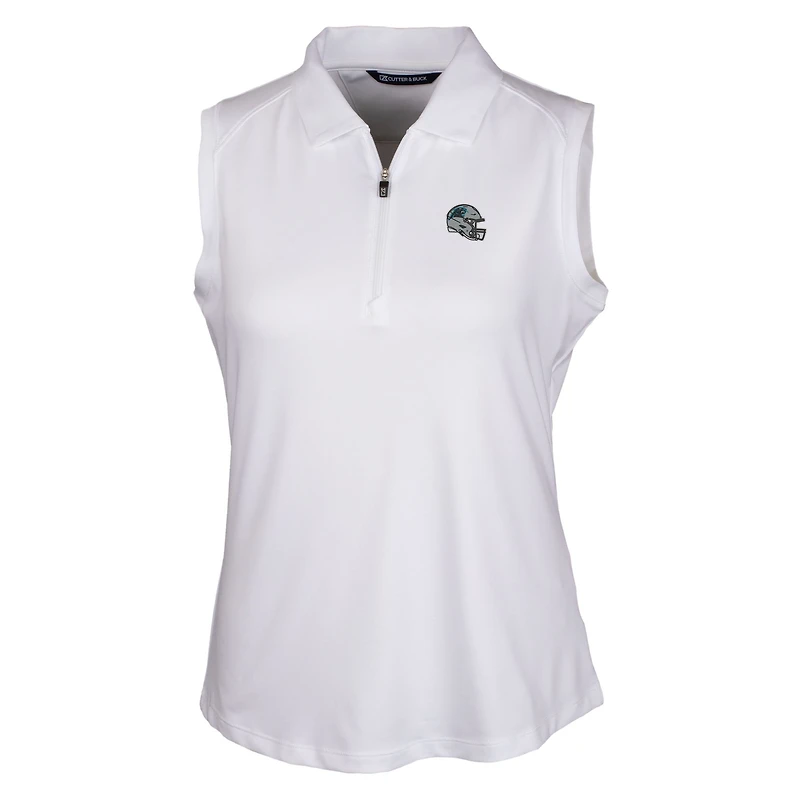 Polo sans manches extensible DryTec Forge pour femme, blanc, avec logo du casque des Carolina Panthers, Cutter & Buck