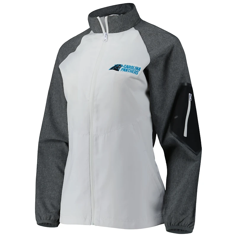 Coupe-vent Hurricane Raglan Full-Zip Dunbrooke pour femme, blanc/gris Carolina Panthers