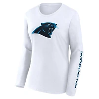 Pack combiné de t-shirts légers à manches courtes et longues Fanatics pour femmes, noir/blanc, Carolina Panthers