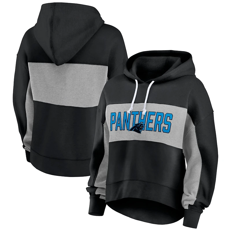 Fanatics Black Carolina Panthers Filled Stat Sheet Sweat à capuche court léger et modeste pour femmes