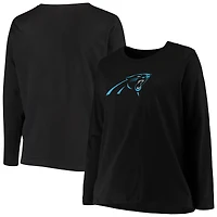 Women's Fanatics Black Carolina Panthers Plus Primary Logo Long Sleeve T-Shirt
