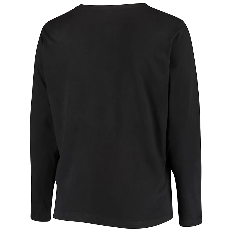 Women's Fanatics Black Carolina Panthers Plus Primary Logo Long Sleeve T-Shirt