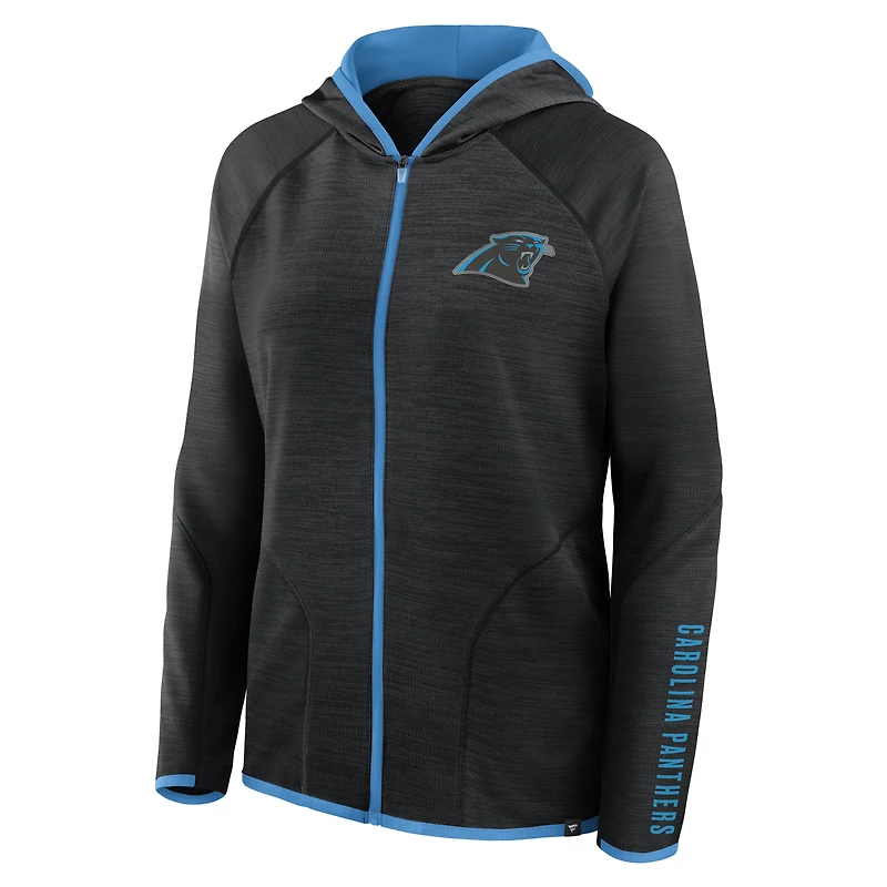 Sweat à capuche zippé raglan pour femme Black Carolina Panthers Redzone End Around Pass
