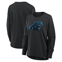 Women's Fanatics Black Carolina Panthers Relaxed Hip Essential Long Sleeve T-Shirt