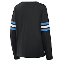 Women's Fanatics  Black Carolina Panthers Team First Coverage Scheme Lace-Up Long Sleeve T-Shirt