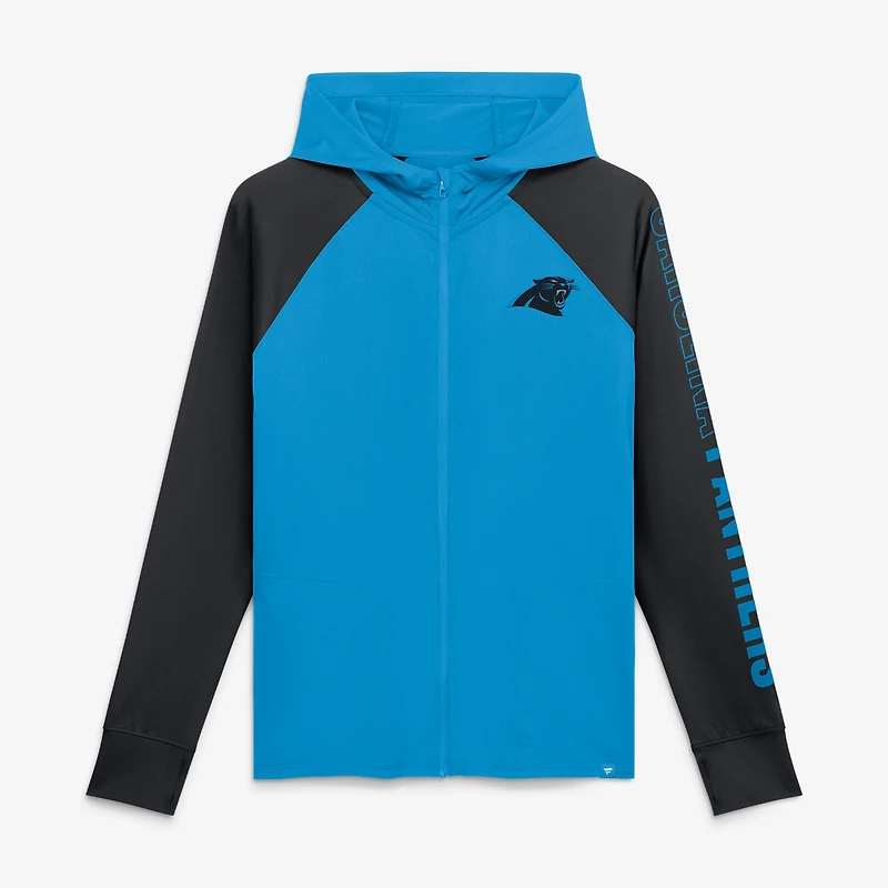 Women's Fanatics Blue/Black Carolina Panthers Cornerback Blitz Raglan Full-Zip Hoodie