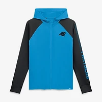 Women's Fanatics Blue/Black Carolina Panthers Cornerback Blitz​ Raglan Full-Zip Hoodie