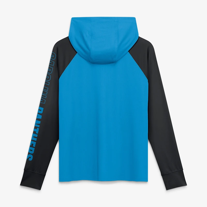 Sweat à capuche zippé raglan bleu/noir Carolina Panthers Cornerback Blitz pour femme (Fanatics)