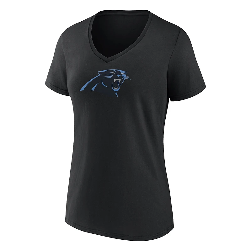 Fanatics Bryce Young Black Carolina Panthers Icon Name & Number T-shirt à col en V pour femmes