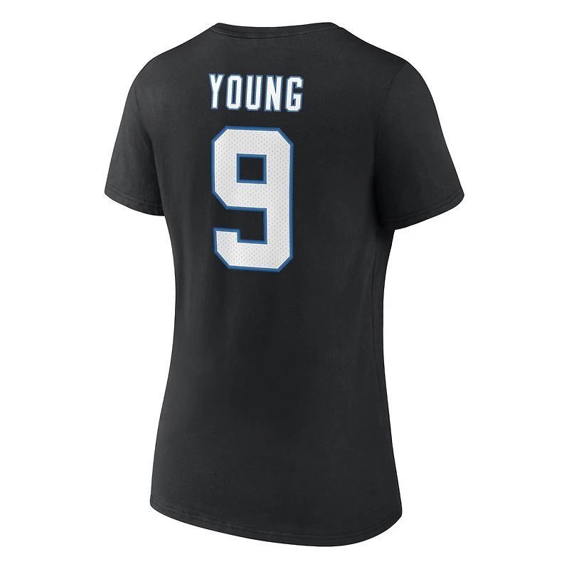 Fanatics Bryce Young Black Carolina Panthers Icon Name & Number T-shirt à col en V pour femmes