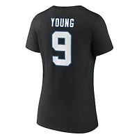Fanatics Bryce Young Black Carolina Panthers Icon Name & Number T-shirt à col en V pour femmes