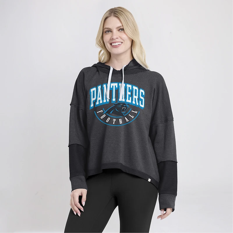 Fanatics Charcoal Carolina Panthers Lightewight Modest Crop Lounge Casque Arch Pull à capuche pour femmes