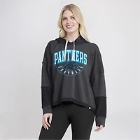 Fanatics Charcoal Carolina Panthers Lightewight Modest Crop Lounge Casque Arch Pull à capuche pour femmes
