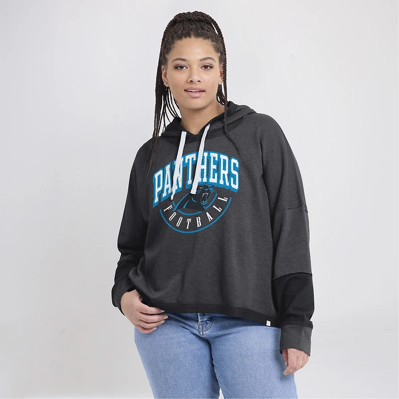 Fanatics Charcoal Carolina Panthers Lightewight Modest Crop Lounge Casque Arch Pull à capuche pour femmes